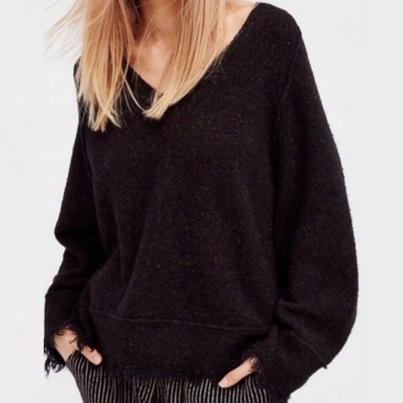 Free People Sweaters - Free People Irresistible Wool Pullover Knit Sweater Fringe Bohemian XS Oversized